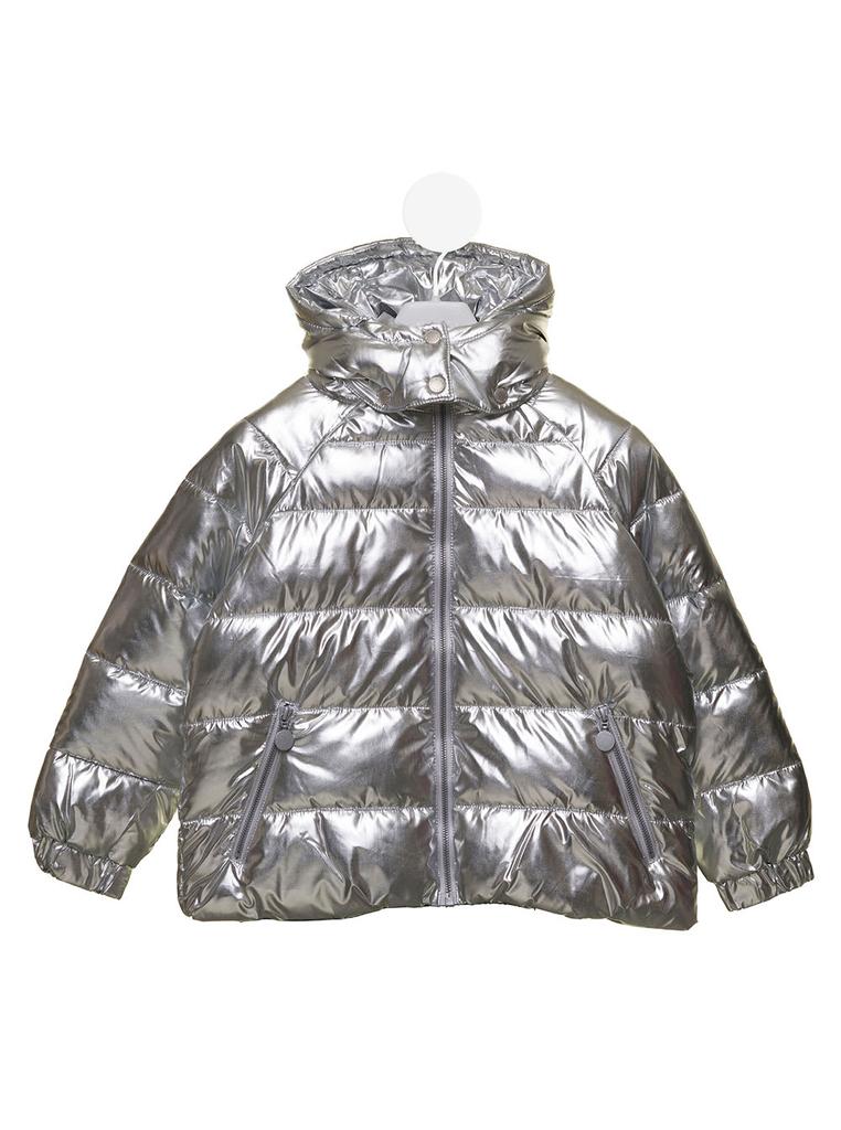 Silver Quilted Jacket In Recycled Polyester Girl Stella Mccartney Kids商品第1张图片规格展示