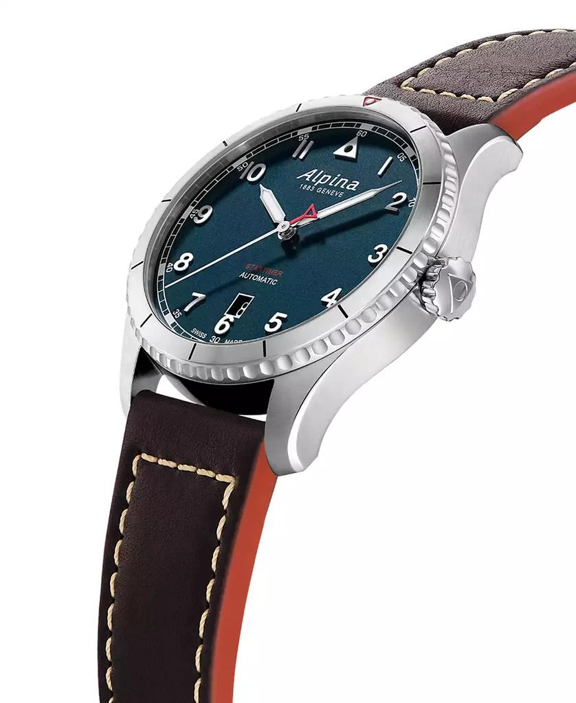 商品Alpina|Men's Swiss Automatic Startimer Black Leather Strap Watch 41mm,价格¥8864,第2张图片详细描述