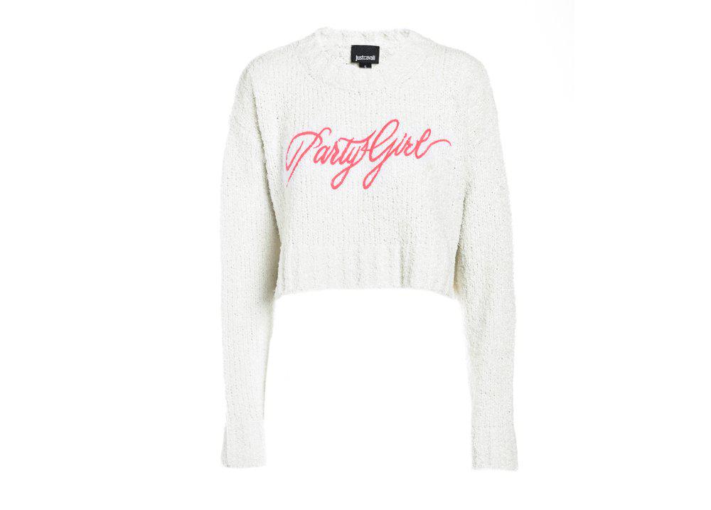 Just Cavalli Slogan Print Knitted Sweater商品第1张图片规格展示