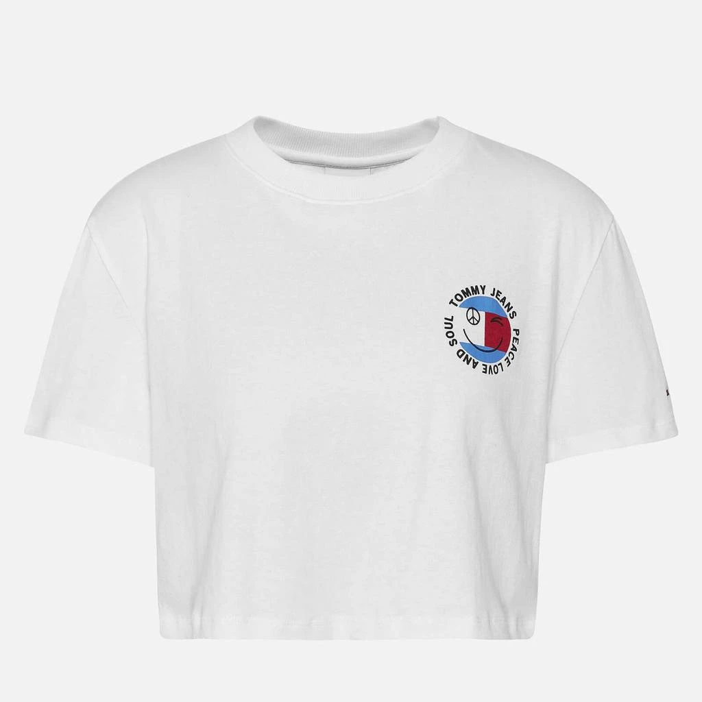 商品Tommy Hilfiger|Tommy Jeans Women's Tjw Super Crop Peace Smiley T-Shirt - White,价格¥172,第4张图片详细描述