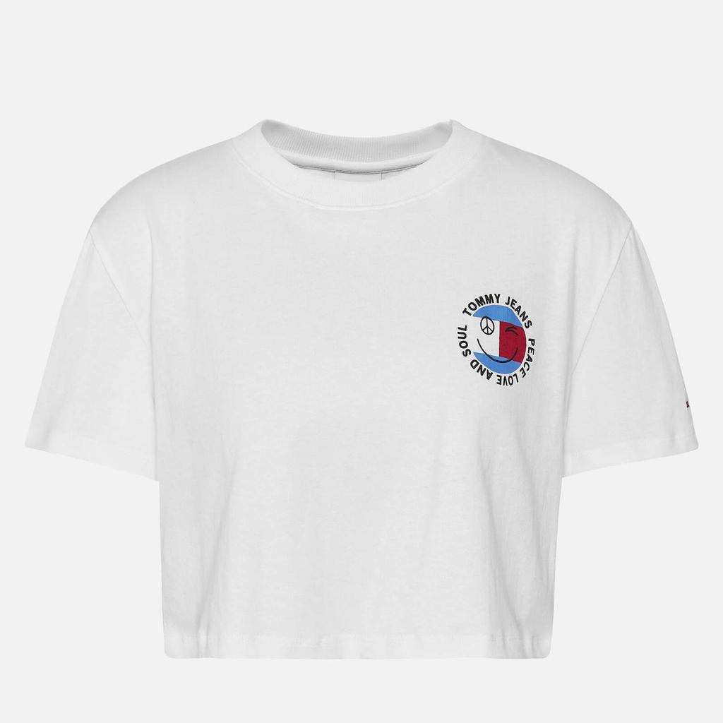 商品Tommy Hilfiger|Tommy Jeans Women's Tjw Super Crop Peace Smiley T-Shirt - White,价格¥161,第6张图片详细描述