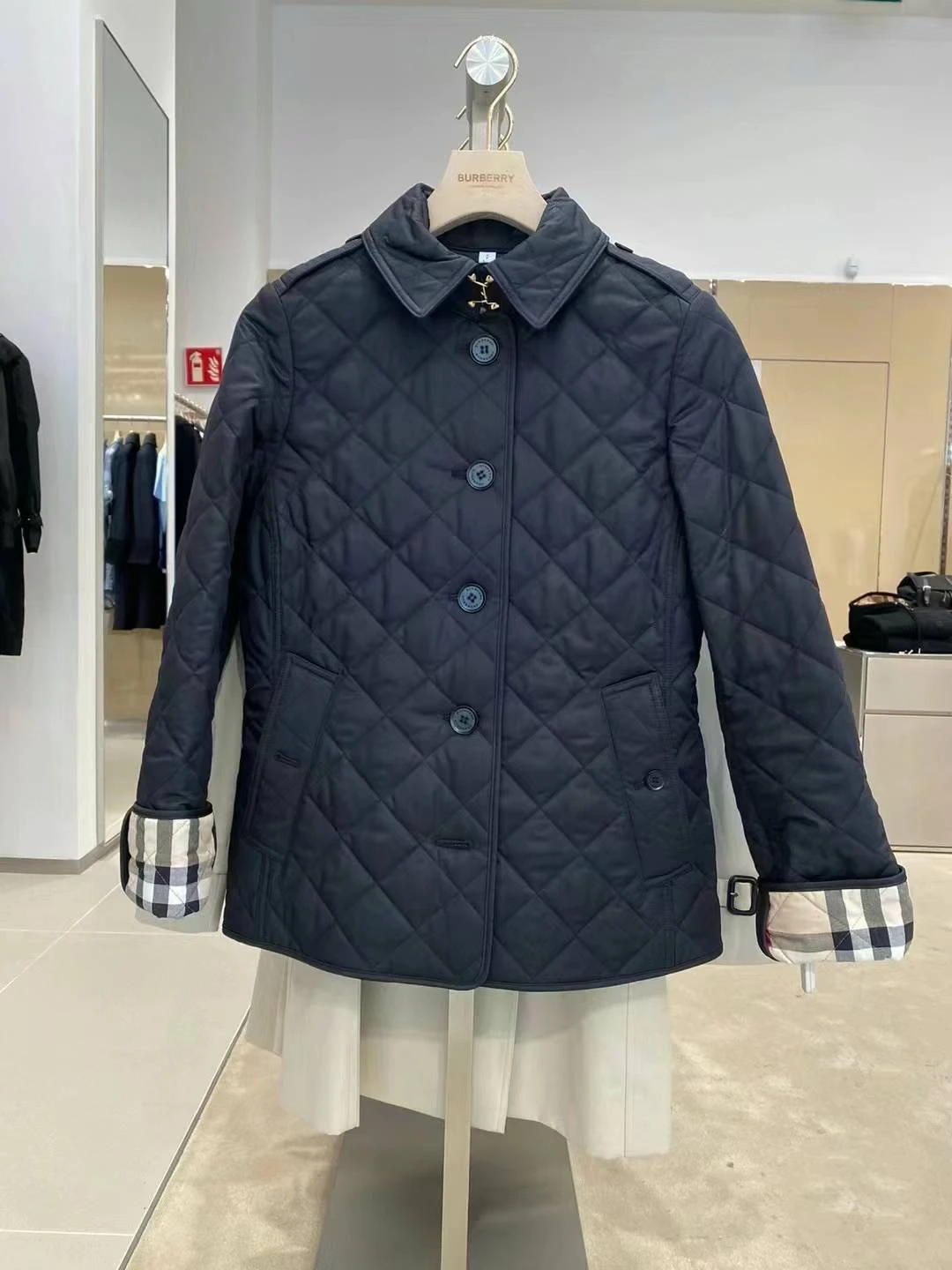 BURBERRY/博柏利 女士海军蓝色棉质格子提花外套80658741 商品