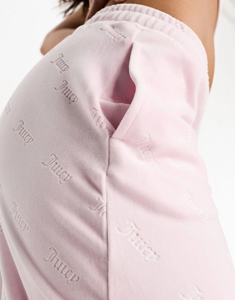 商品Juicy Couture|Juicy Couture velour embossed straight leg joggers co-ord in pink,价格¥616,第4张图片详细描述