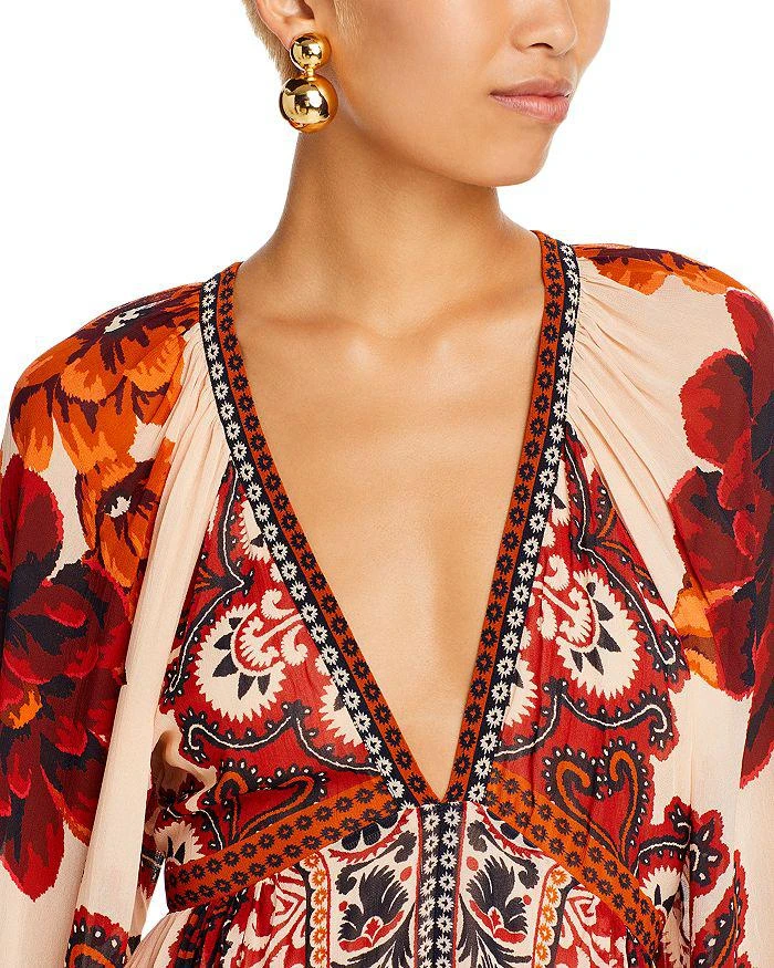 商品Farm Rio|Winter Tapestry Plunging Neck Maxi Dress,价格¥1646,第4张图片详细描述
