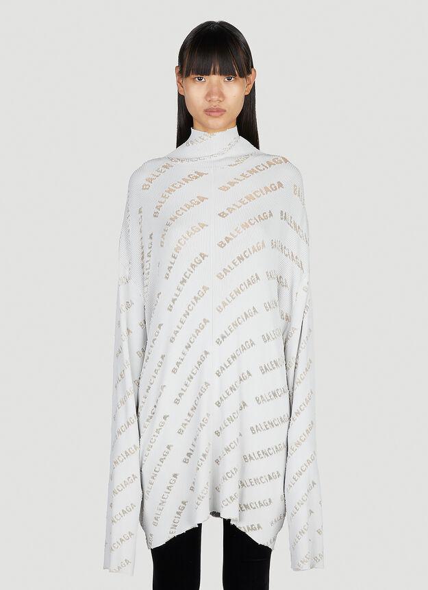 商品Balenciaga|All Over Logo High Neck Sweater in Grey,价格¥14948,第1张图片