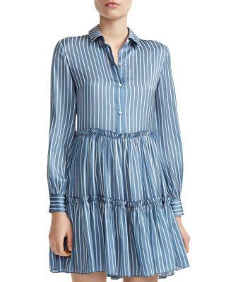 商品Maje|Rodesa Striped Ruffled Shirt Dress,价格¥1094,第3张图片详细描述