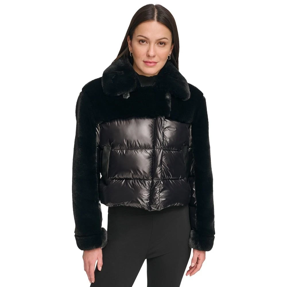 商品DKNY|Women's Fleece-Trim Quilted Puffer Jacket,价格¥268,第1张图片