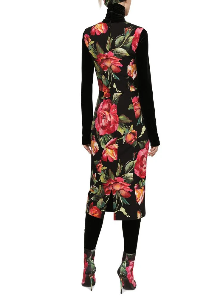 商品Dolce & Gabbana|玫瑰印花软缎中长连衣裙,价格¥10271,第3张图片详细描述