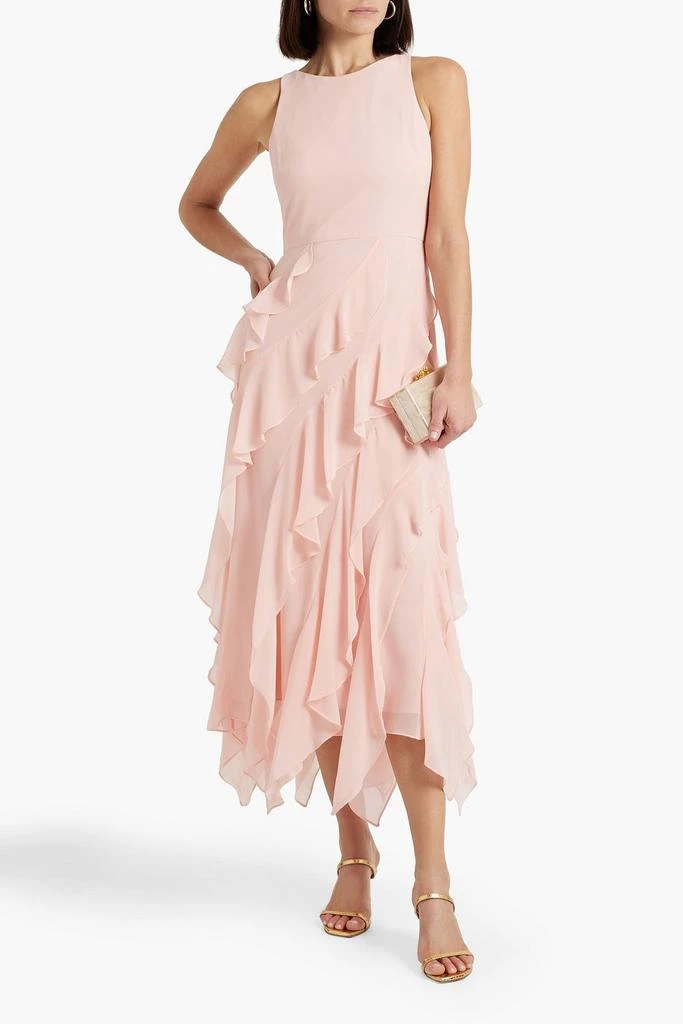 商品Badgley Mischka|Ruffled chiffon midi dress,价格¥2046,第2张图片详细描述