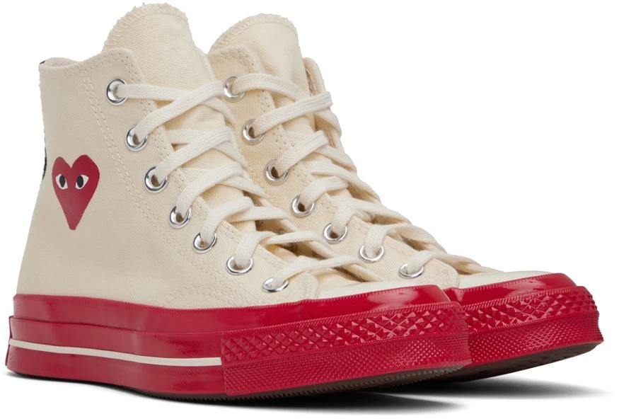 商品Comme des Garcons|Off-White & Red Converse Edition PLAY Chuck 70 High-Top Sneakers,价格¥1104,第4张图片详细描述