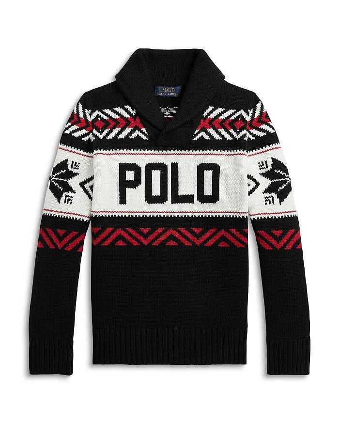 商品Ralph Lauren|Boys' Logo Shawl Collar Sweater - Little Kid, Big Kid,价格¥374,第1张图片