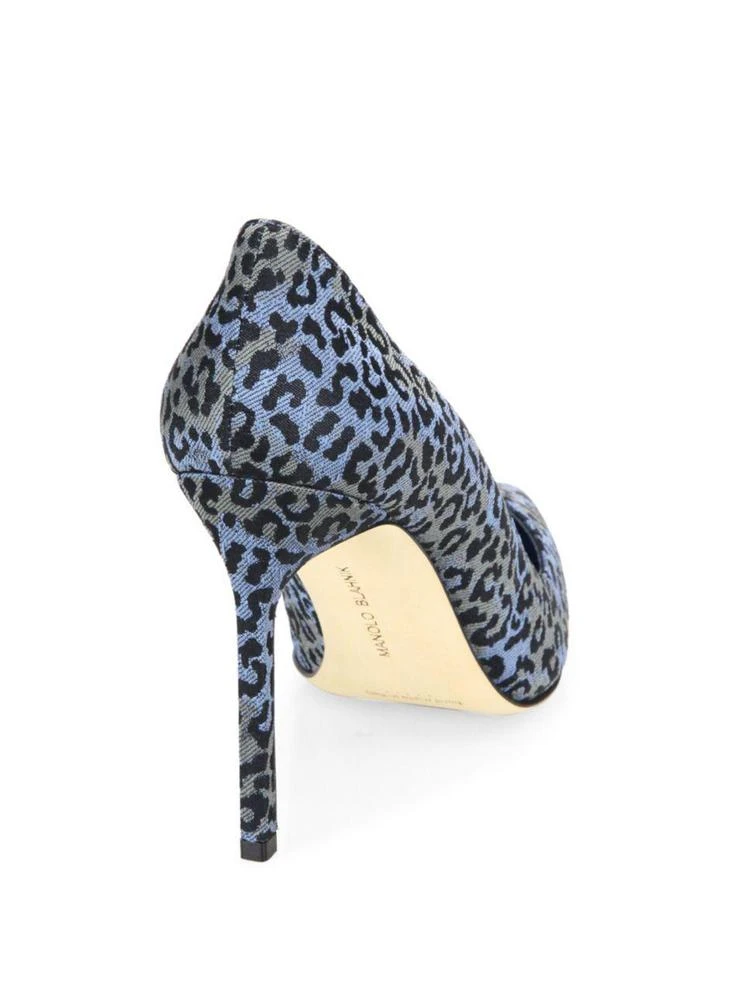 商品Manolo Blahnik|BB 105 Leopard-Print Denim Point Toe Pumps,价格¥2084,第2张图片详细描述