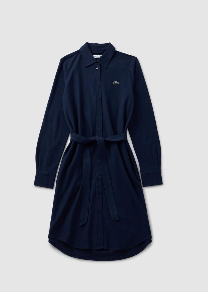 Lacoste Womens Belted Shirt Dress In Navy Blue商品第1张图片规格展示