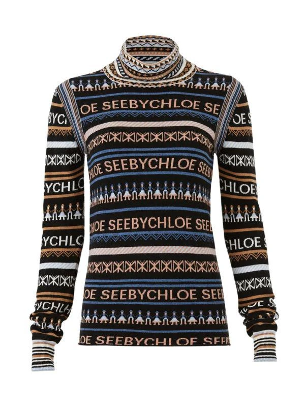 商品See by Chloé|Logo Wool Blend Turtleneck Sweater,价格¥622,第4张图片详细描述