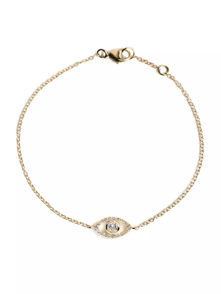 商品Anzie|Classique 14K Yellow Gold, 0.10 TCW Diamond & Clear Topaz Evil Eye Charm Bracelet,价格¥7118,第1张图片