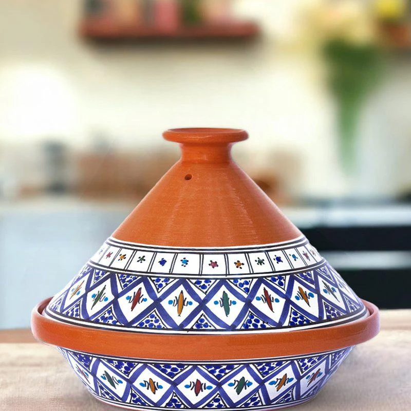商品Kamsah|Kamsah Bohemian Supreme Medium Blue Tagine Handcrafted Ceramic Cooking Pot,价格¥637,第2张图片详细描述