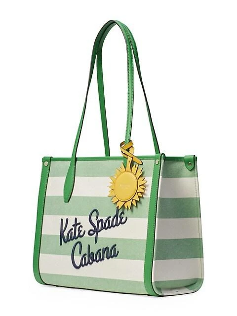 商品Kate Spade|Market Cabana Striped Canvas & Faux-Leather Tote,价格¥859,第3张图片详细描述