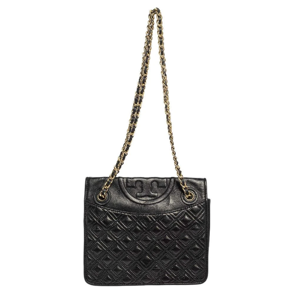 商品[二手商品] Tory Burch|Tory Burch Black Leather Medium Fleming Shoulder Bag,价格¥809,第1张图片