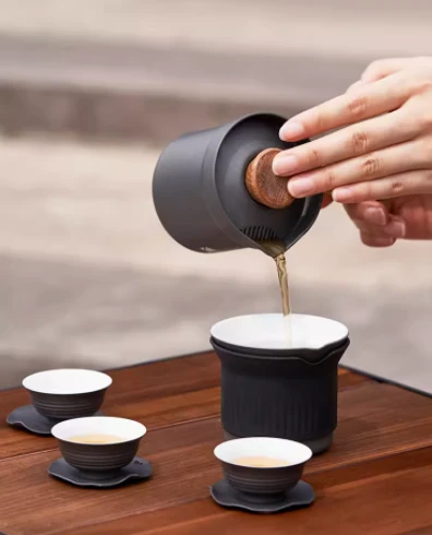 极宴茶具套装4件套户外露营泡茶器围炉煮茶小茶杯便携茶壶水杯品茗茶杯家用会客茶具套装 商品