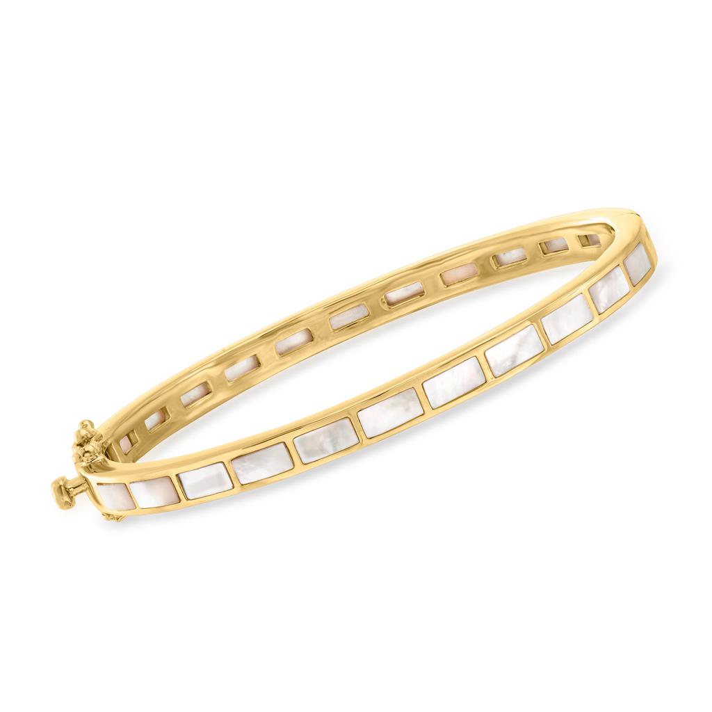 Ross-Simons Mother-Of-Pearl Bangle Bracelet in 18kt Gold Over Sterling商品第1张图片规格展示