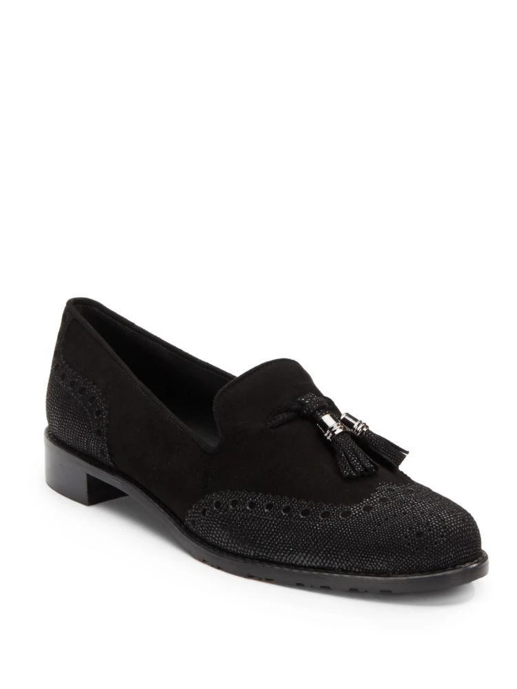 商品Stuart Weitzman|Guything Leather & Suede Tassel Loafers,价格¥1022,第1张图片