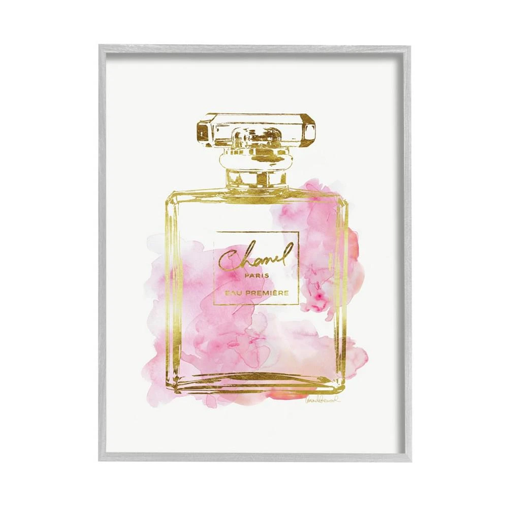 商品Stupell Industries|Glam Perfume Bottle Gold-Tone Pink Gray Farmhouse Rustic Framed Giclee Texturized Art, 11" x 14",价格¥482,第1张图片