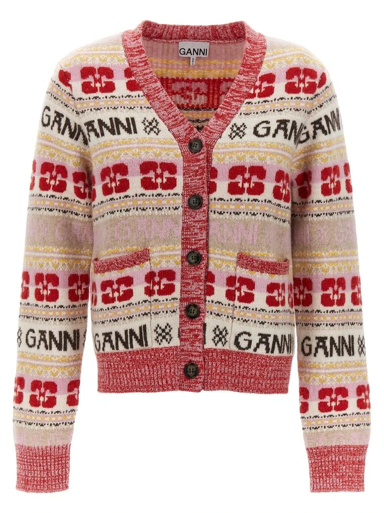 商品Ganni|Graphic Cardigan Sweater, Cardigans Multicolor,价格¥933,第1张图片