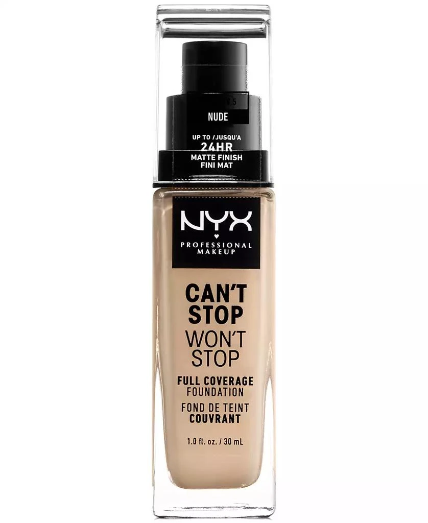 商品NYX Professional Makeup|Can't Stop Won't Stop Full Coverage Foundation, 1-oz.,价格¥111,第1张图片