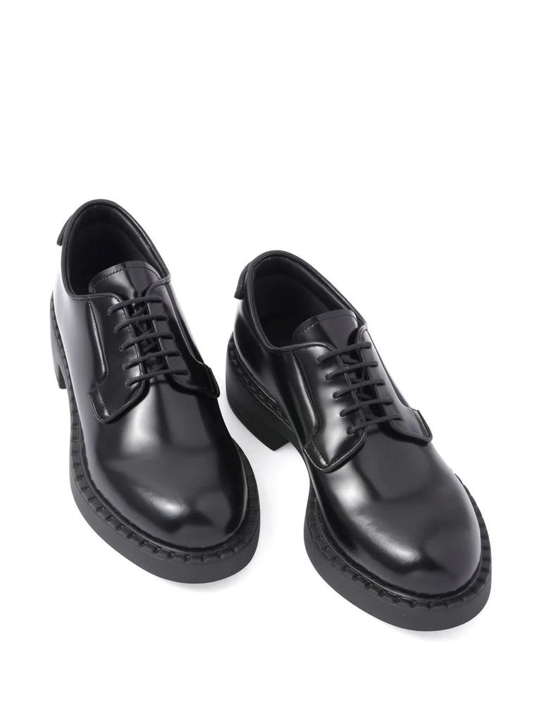 PRADA women's black leather brushed leather derby shoes商品第4张图片规格展示