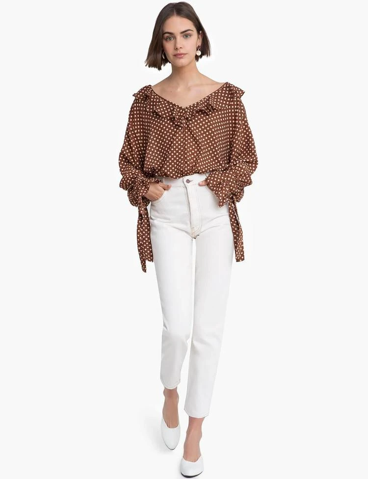 商品Pixie Market|Ruffle Tie Polka Dot Blouse,价格¥858,第3张图片详细描述