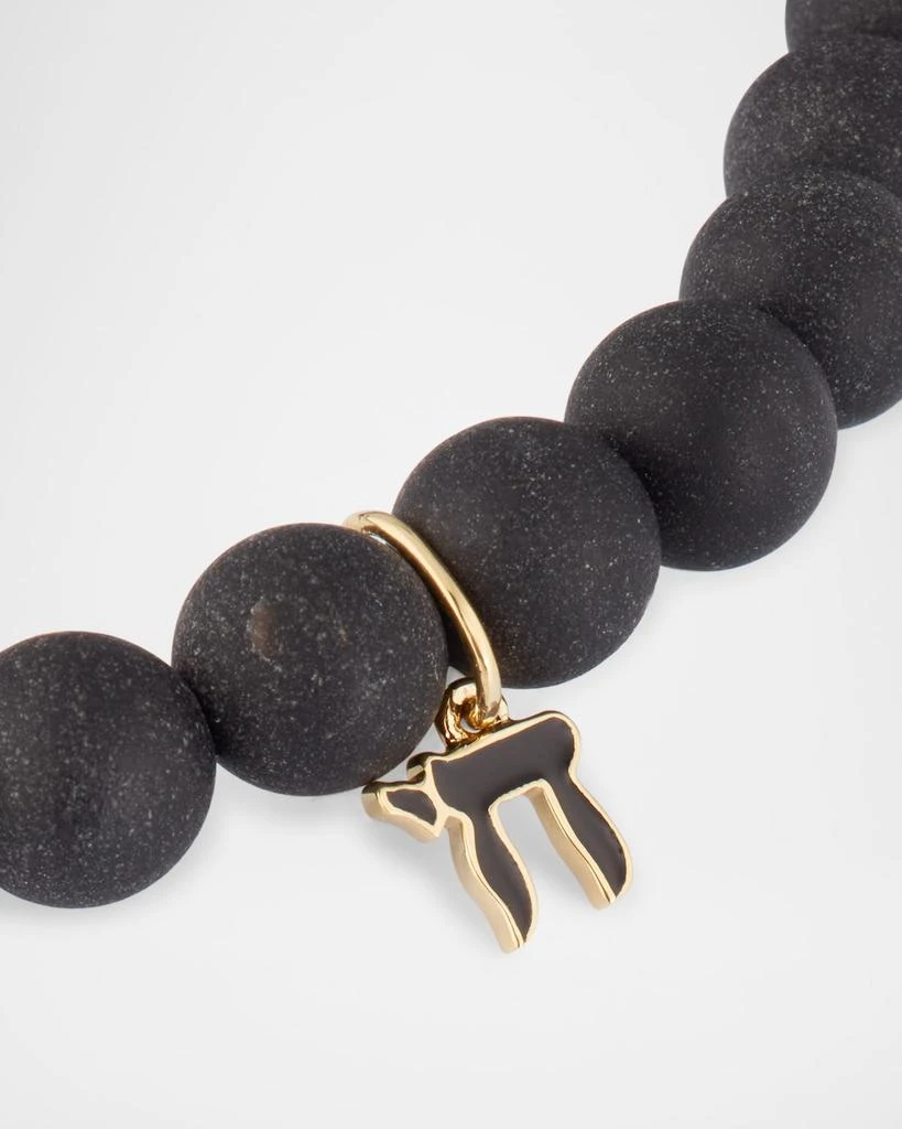 商品Sydney Evan|Men's Black Onyx Beaded Bracelet with 14K Gold Enamel Chai Charm,价格¥2239,第3张图片详细描述