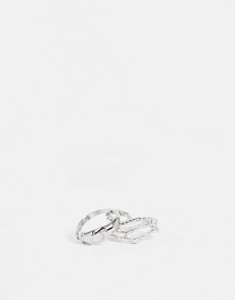 商品Reclaimed Vintage|Reclaimed Vintage inspired minimal rings in silver 2 pack,价格¥49,第6张图片详细描述