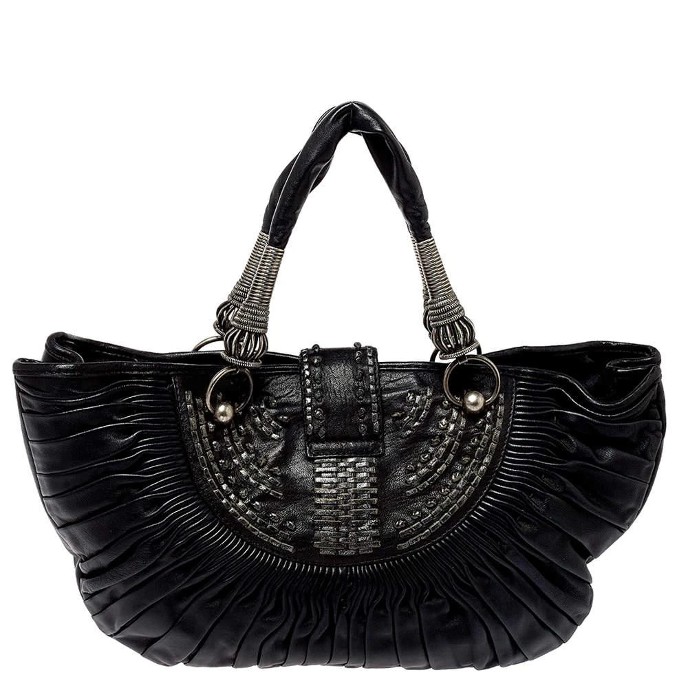商品[二手商品] Dior|Dior Black Pleated Leather Plisse Tote,价格¥4590,第4张图片详细描述