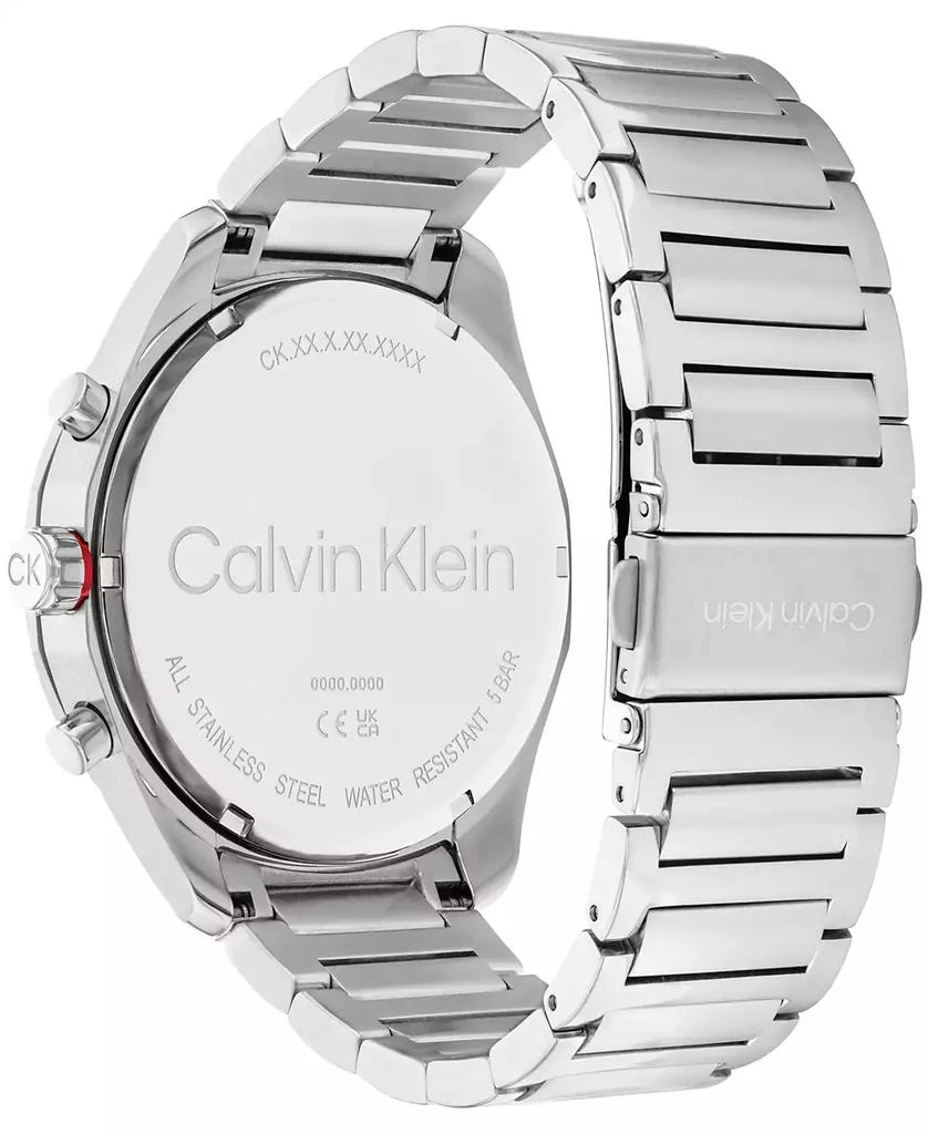 商品Calvin Klein|Men's Multifunction Silver-Tone Stainless Steel Bracelet Watch 45mm,价格¥924,第3张图片详细描述