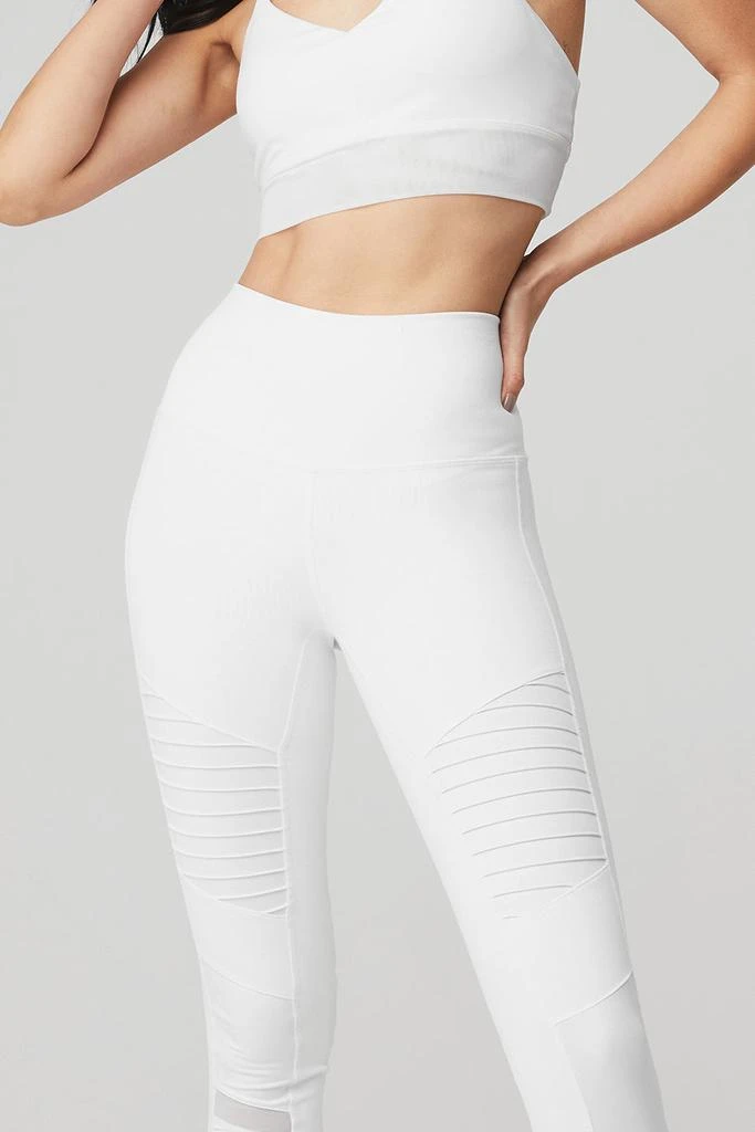 商品Alo|High-Waist Moto Legging - White/White Glossy,价格¥1067,第4张图片详细描述