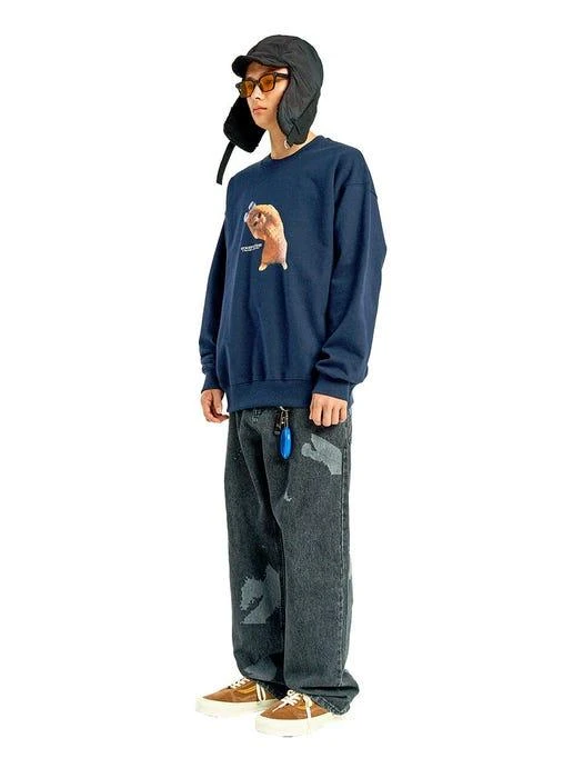 商品Exercise|Dumbbell Cat Sweatshirt (Navy),价格¥642,第1张图片