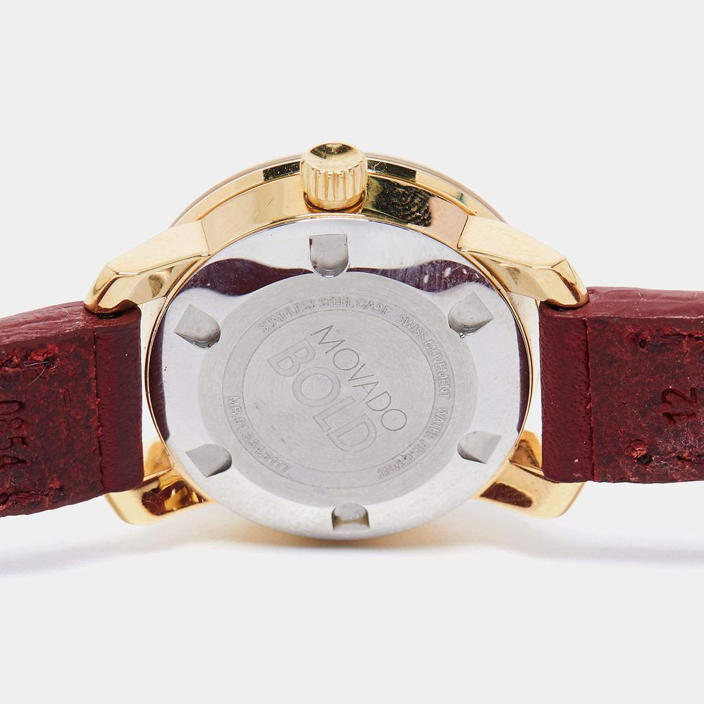 商品[二手商品] Movado|Movado Champagne Gold Plated Stainless Steel Leather Bold 3600344 Women's Wristwatch 25 mm,价格¥3747,第6张图片详细描述