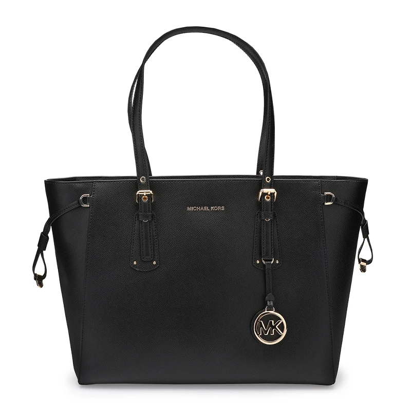 商品[国内直发] Michael Kors|Michael Kors 迈克高仕 女士黑色VOYAGER 中号手提包 30H7GV6T8L-BLACK,价格¥1608,第1张图片