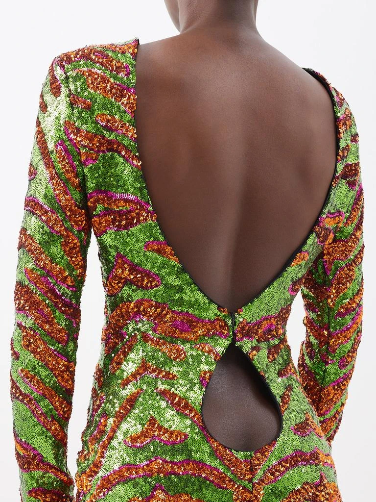 商品Halpern|Tiger-print backless sequinned gown,价格¥3099,第3张图片详细描述