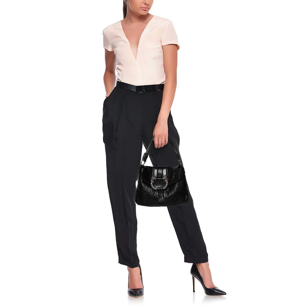 商品[二手商品] BVLGARI|Bvlgari Black Leather Leoni Flap Shoulder Bag,价格¥3705,第2张图片详细描述