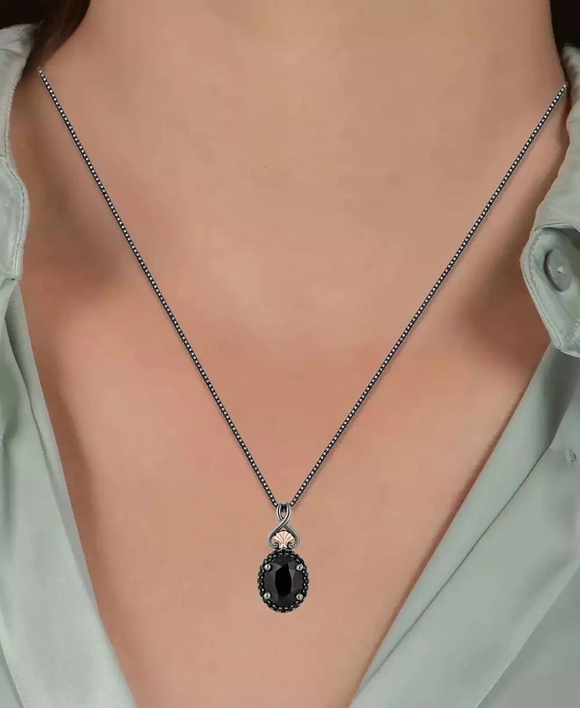 商品Disney Enchanted Vault|Onyx & Black Diamond (1/10 ct. t.w.) Ursula Pendant in Necklace Black Rhodium-Plated Sterling Silver & 14k Rose Gold, 16" + 2" extender,价格¥808,第2张图片详细描述