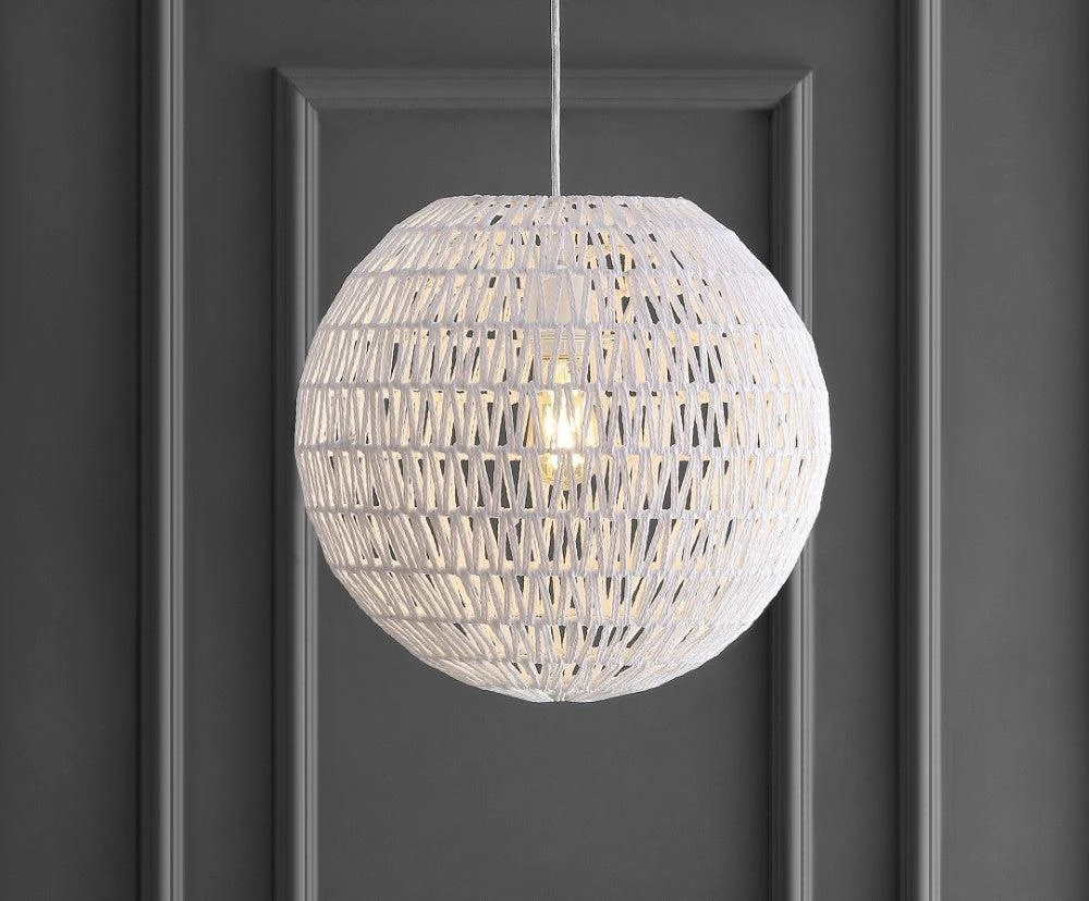 商品JONATHAN Y|Luna 15.75" 1-Light Bohemian Modern Woven Rattan/Iron LED Pendant,价格¥736,第3张图片详细描述
