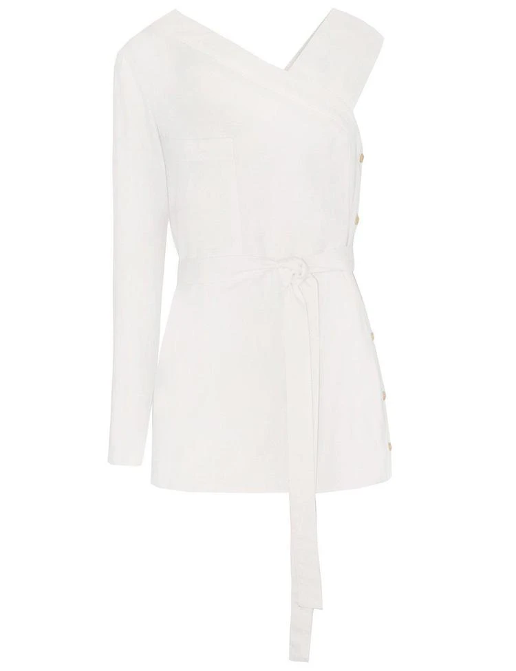 商品Pixie Market|Side Button Belted White Asymmetric Top,价格¥470,第5张图片详细描述