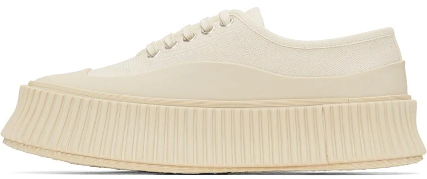 商品Jil Sander|Off-White Canvas Platform Sneakers,价格¥1571,第3张图片详细描述