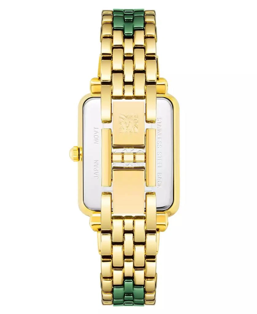 商品Anne Klein|Women's Three-Hand Quartz Rectangular Gold-Tone Alloy with Green Ceramic Bracelet Watch, 26mm,价格¥673,第3张图片详细描述