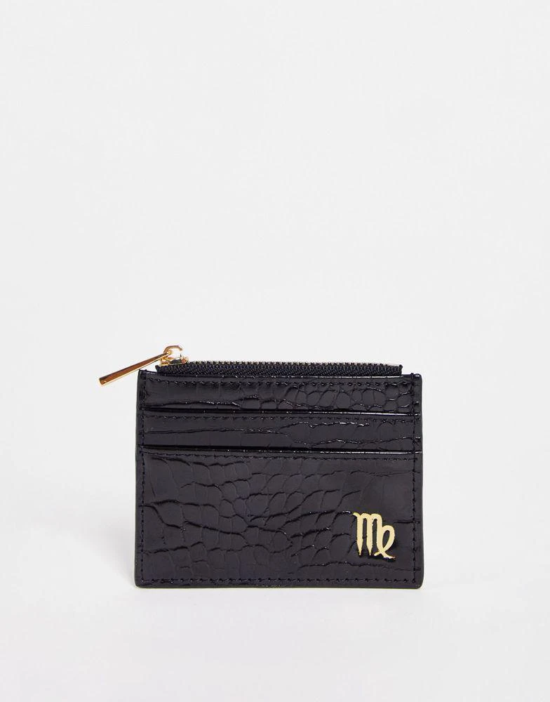 商品ASOS|ASOS DESIGN virgo zodiac star sign cardholder and purse in black croc,价格¥113,第1张图片