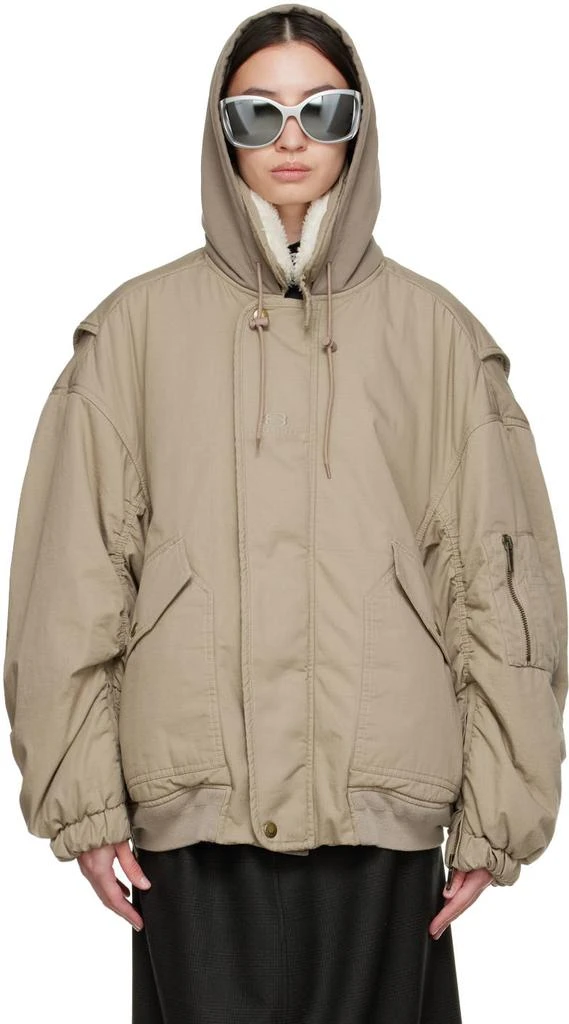 商品Balenciaga|Beige Cotton Bomber Jacket,价格¥21186,第1张图片
