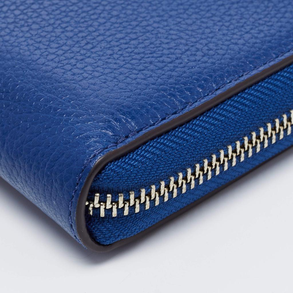 Michael Kors Blue Leather Jet Set Zip Around Wristlet Wallet商品第9张图片规格展示