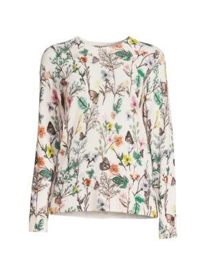 商品Saks Fifth Avenue|Floral Crewneck 100% Cashmere Sweater,价格¥450,第3张图片详细描述