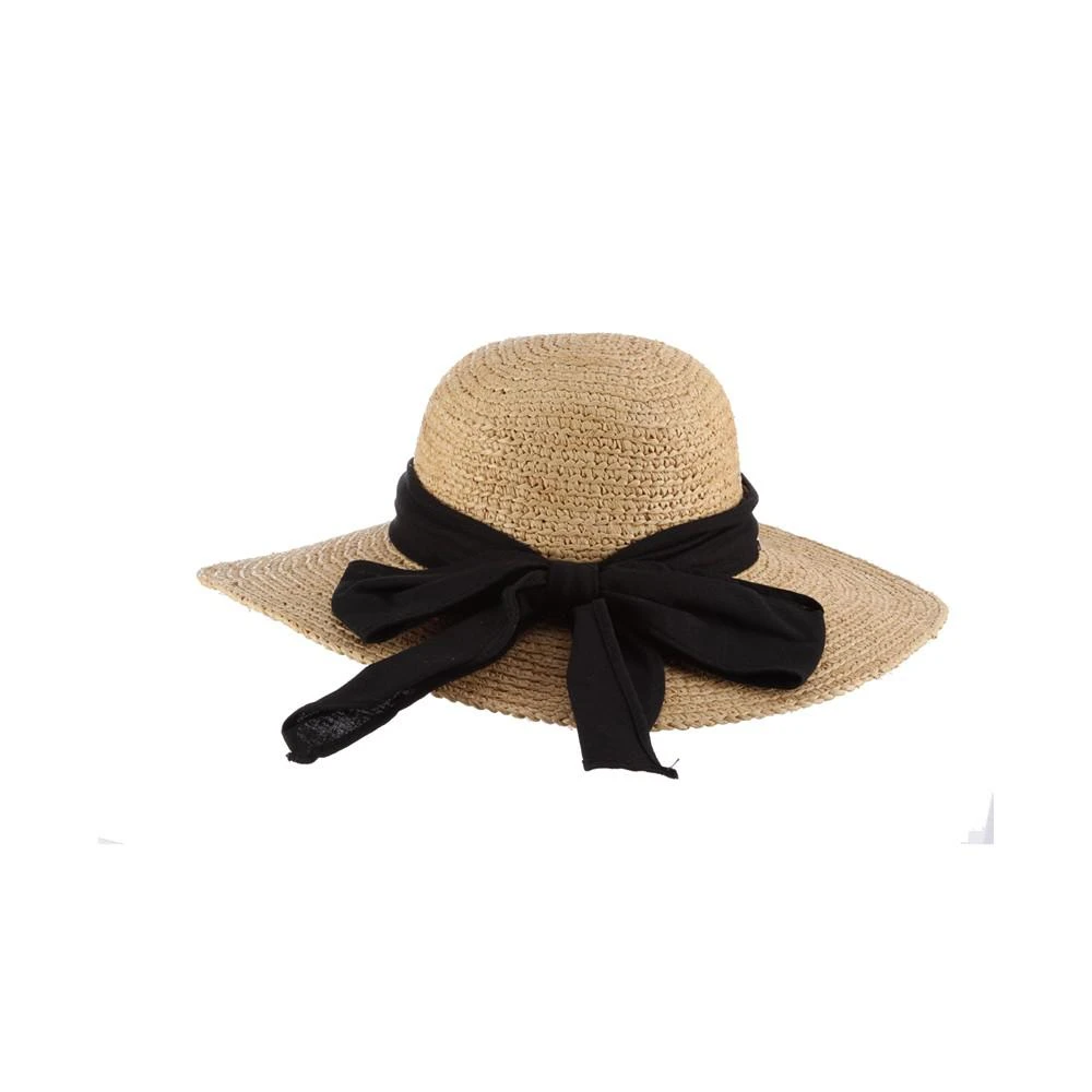 商品SCALA|Women's Wide Brim Round Raffia Hat with Linen Bow,价格¥1010,第4张图片详细描述